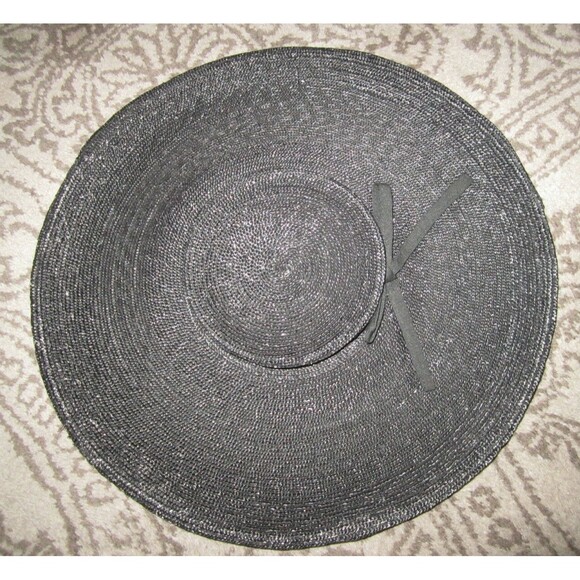 Emporio Armani black straw wide brimmed ladies\' formal sun hat w attached comb main image 12
